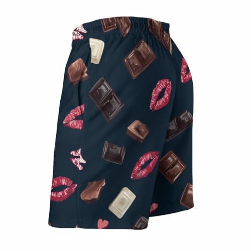 Chocolate Candy Sweets Print Mens Swim Trunks Quick Dry Board Shorts Beach Swimwear Bathing Suits4