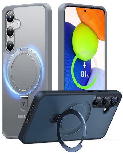 TORRAS Magnetic Ostand for Samsung Galaxy S24 Plus Case, Translucent Gray