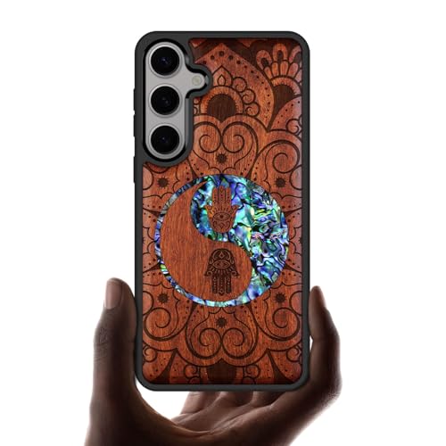 Coque Samsung S25 Plus en bois gravé avec incrustation coquille haut de gamme Carveit
