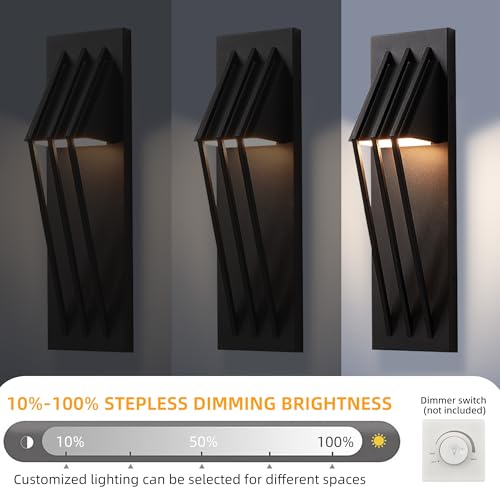 Hyunbae Outdoor Wall Sconce,17.7inch Modern Exterior Lighting Fixture Waterproof, 10W Dimmable LED Outdoor Porch Lights for House Garage Patio, Black, 3000K by Hyunbae - Used condition - Image 7