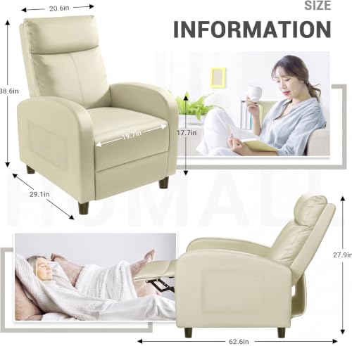 Image of Homall Recliner Chair, Recliner Sofa PU Leather for Adults, Beige Recliners