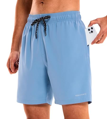Image of HODOSPORTS Mens 7 inch Swim Trunks with Compression Liner S-6XL Quick Dry Swimming Shorts Zipper Pockets Swimsuits