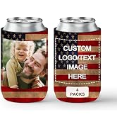MecTo 4 Pack Custom Can Cooler Sleeve Bulk Personalized Insulated Beverage Can Coolers with Image...