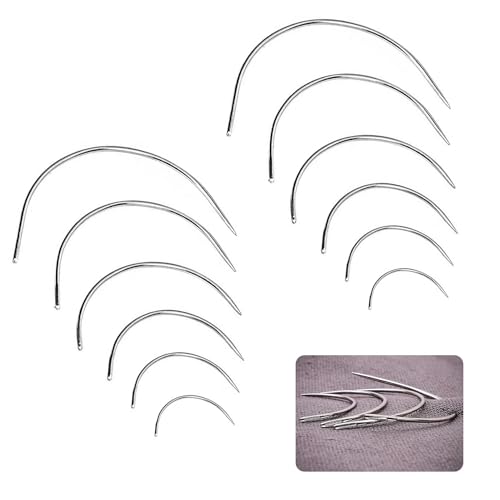 12 Stück Gebogene Nähnadel,Gebogene Stahlnadel Nadel,2 .5 .5 cm Nadeln Set,Perückennadeln, Gebogene Nadeln, Handgenähte Nadeln,für Teppiche,Leder,Segeltuch,Reparaturen Webarbeiten.