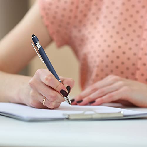 Pasisibick 12 Pieces Blue Ballpoint Pen With Stylus Tip, 2 In 1 Stylus Stylish Pen, Premium Metal Stylus Pen For Touch Screens, Black Ink, 1.0 Mm Medium Point.(12 Pcs Blue) #TOP3