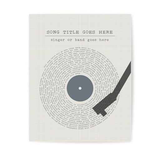 Custom Song Lyrics Wall Art, Vinyl Record Player Spiral Music Artwork