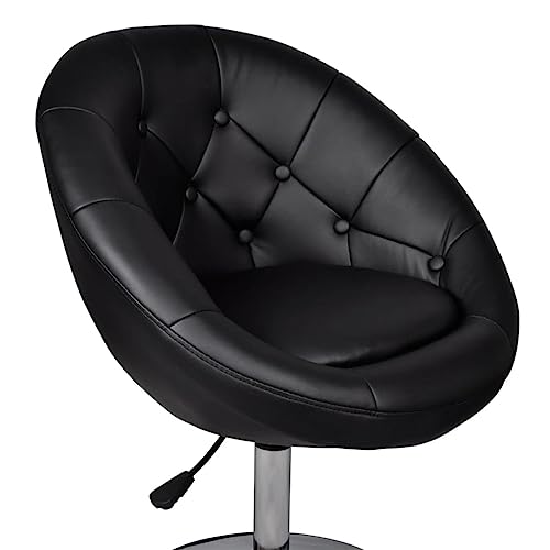 Tabouret de bar noir Chesterfield pivotant avec base chrome stable