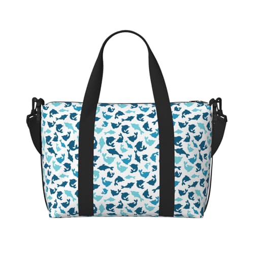 Carry On Duffle Bags Overnight Weekender Bags for Women, Minimalist Cartoon Cute Dolphin Personal Item Travel Bag, Travel Essentials Sport Gym Bag for Men Women
