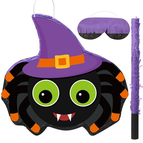 Pinata araignée Halloween avec bâton et bandeau pour jeu d'anniversaire