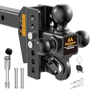 Enganche de remolque ajustable – Enganche de caída – Montaje de tres bolas con gancho, se adapta a receptor de 2 pulgadas, enganche de remolque GTW de 6 pulgadas de caída/elevación de 12,500