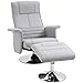Produktbild HOMCOM Massagesessel mit Fußhocker, Relaxsessel mit Liegefunktion, Elektrischer Fernsehsessel mit Fernbedienung, Liegesessel mit Leinenoptik, Stahl, Hellgrau