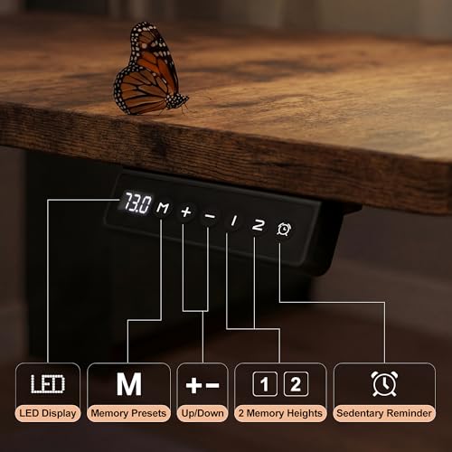 Image of Furmax 63 x 47 Inch L Shaped Standing Desk with 2 Preset Heights, Electric Height Adjustable Computer Desk, Corner Sit Stand Desk for Home Office, 2 Hooks & Feet Balance (Rustic Brown, 63 x 47 Inch)