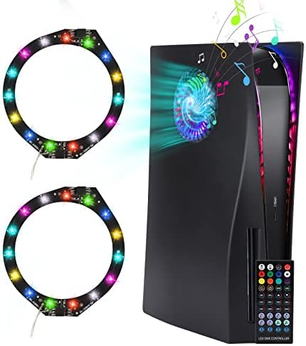 Face Plates with Fan Vents and RGB LED Light Strip for PS5 Disc Edition PS5 Cover Plates Faceplate Shockproof ABS Shell Case PS5 Lights 8 Colors 400 Effects 8 Color 400+Effects Decorative Ring Kit