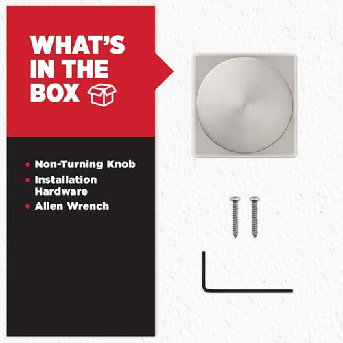 Image of Kwikset Pismo Dummy Door Knob, Single Sided Handle for Closets, French Double Doors, and Pantry, Satin Nickel Non-Turning Interior Push /Pull Door Knob, with Microban Protection, Square Rose