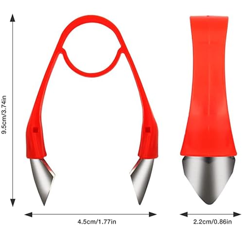 Multi Function Stainless Steel Fruit Tool, Strawberry Top Stem Leaves Huller, Pineapple Eyes Remover, Fruits and Vegetables for The Kitchen(2PCS, Red - Image 3