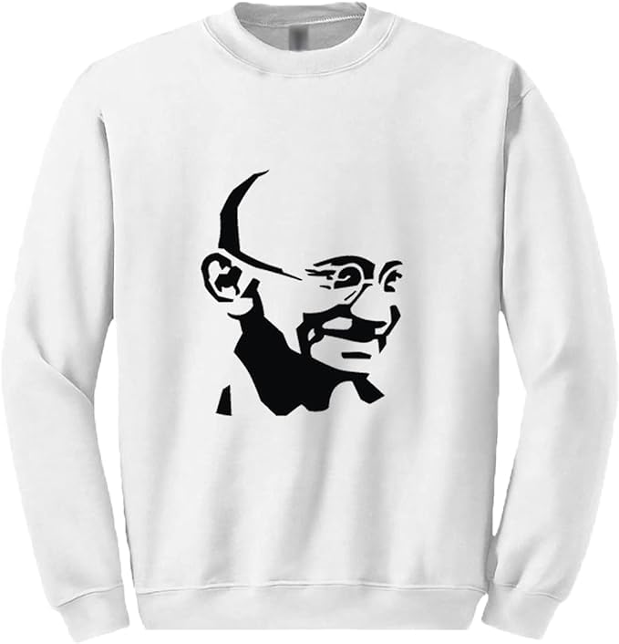 Pull blanc pour homme motif héros indien Mahatma Gandhi taille XL