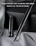 BOCIYER samurai Fountain Pen Set,Hand Polished Medium Titanium Tip,Calligraphy Nib(Bent Nib),Includes 8 Ink Cartridges,Ink Refill Converter*2 And Gift Box,Best Pen Gift Set for Men & Women(Black) - Image 3