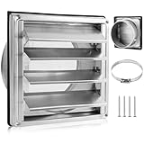 Grille d'Aération en Acier Inoxydable 150mm Grille de Ventilation Carrée avec Moustiquaire Clapet Anti-Retour pour Sortie d'air Hottes Ventilations Conduits d'Échappement