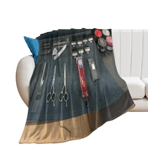 Hairdressing Barber Shop Tools Haircut (25) Pattern Flannel Flannel Blanket
