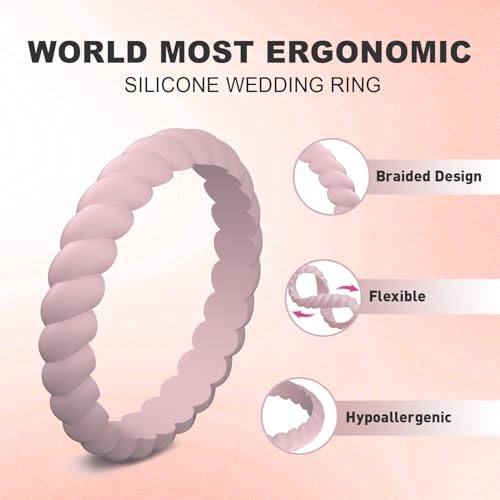 Image of Egnaro Women's Silicone Anniversary Rings, 2.5mm Wide 1.8mm Thick Stackable Rubber Wedding Band, Thin Stylish Comfort Fit Silicone Ring for Nurse, Workout, Work, Pregnancy, Travel, Daily Gift