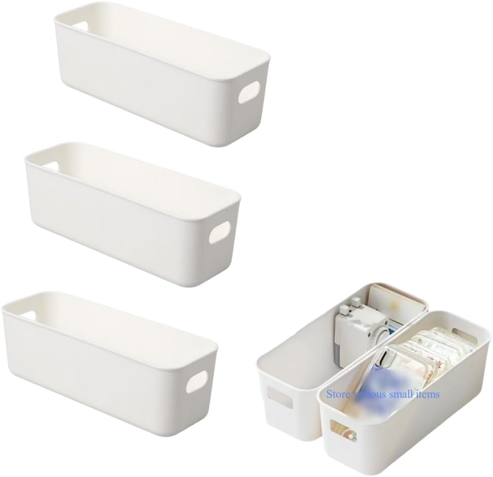 Multi-purpose small storage bins, Storing phone cases, socks, stationery,small items. PP plastic,Organizer and Storage for Sinks,Bathroom, Bedrooms, Vanity tables，Kitchens.10.5 x 3.9 x 3.5 Inch (12)