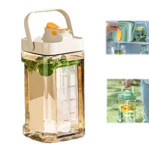 麦茶ポット 横置き ピッチャー お茶ポット 耐熱 2.3L/3.5L 漏れない ウオーターサーバー 冷水筒 ティーポット 蓋付き 洗いやすい プラスチック フタ付き 冷蔵庫 水差し 夏アイテム アウトドア 広口 持ちやすい 寝かせて A-2.3L