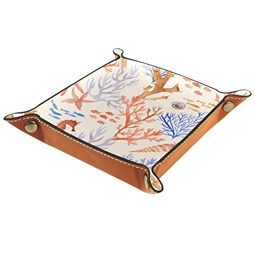 Amili - Bandeja decorativa de piel con diseño de caballito de mar...