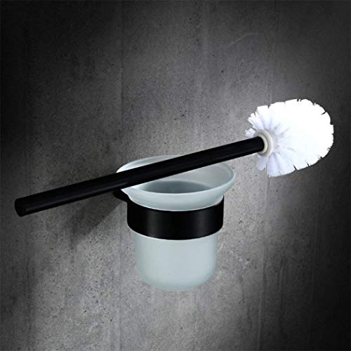 Porte-brosse de toilette mural bronze noir avec bol céramique pour accessoires salle de bains