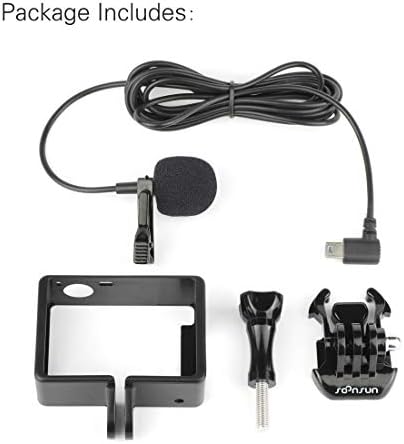 SOONSUN Frame Mount Housing Case with Lavalier Lapel Clip-on Microphone for GoPro Hero3, Hero 3+, Hero 4 Black White Silver Cameras