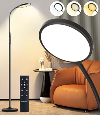 Tenmiro Floor Lamp, Led Floor Lamps for Living Room, Bright Modern Reading Floor Lamp with Stepless Adjust Color Temperatures & Brightness, Standing Lamp with Remote & Touch Control (Black)