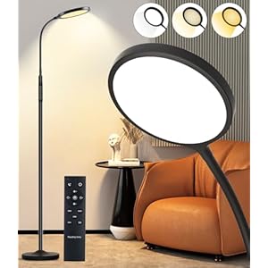 Tenmiro LED Floor Lamps for Living Room, Bright 12V Modern Reading Floor Lamp with Stepless Adjust Color Temperatures & Brightness, Standing Lamp with RF Remote & Touch Control (Black)