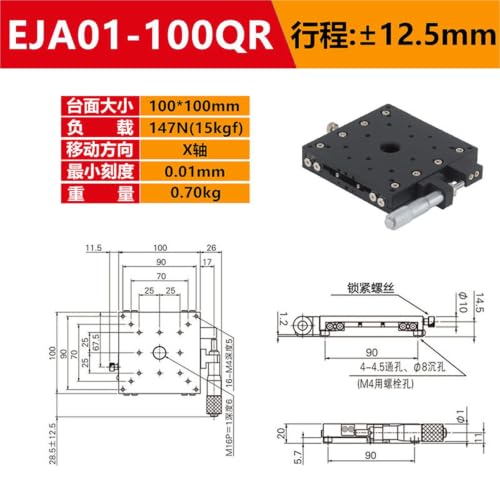 Mesa de desplazamiento manual EJA01-100QR para ajustes milimétricos en eje X 2