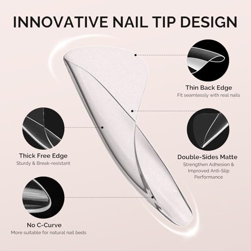 Image of MelodySusie Squoval Toe X Nail Tips- 480Pcs 15 Sizes Clear Acrylic, Full Matte Full Cover Press on Nails for DIY Extension & Salon Use, Pre-Shaped for Long-Lasting Manicure