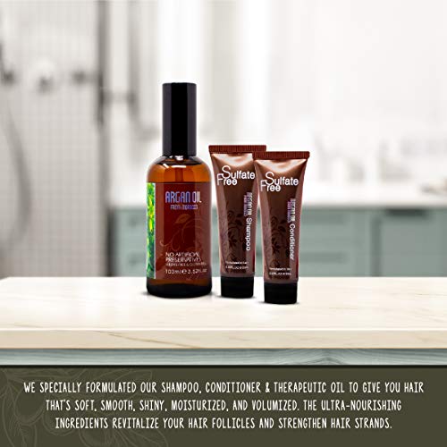Nuspa Argan Oil With Shampoo And Conditioner Set - Color Safe Treatment, Uv Protection, Intense Moisturizing For Dry, Damaged, Frizzy, Volumizing For Thin Hair 20Ml #TOP3