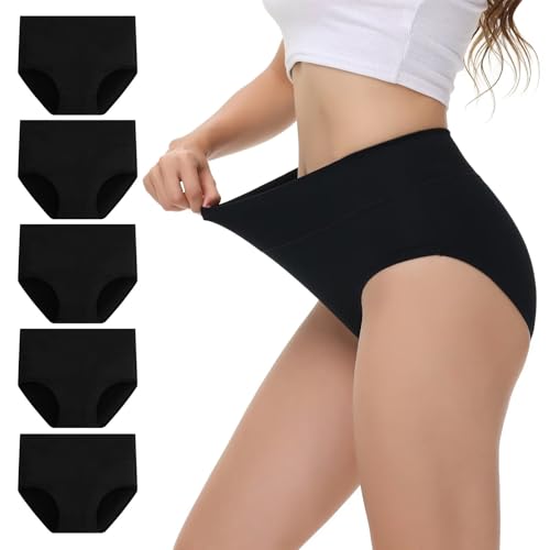 NUOZA Bauchweg Unterhosen Damen Unterwäsche Frauen Schlüpfer Damen High Waist Baumwolle Taillenslip 5er Pack Shape Unterhose Kaiserschnitt Pantys Schwarz XL NUOZA Bauchweg Unterhosen Damen Unterwäsche Frauen Schlüpfer Damen High Waist Baumwolle Taillenslip 5er Pack Shape Unterhose Kaiserschnitt Pantys Schwarz XL