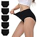 NUOZA Bauchweg Unterhosen Damen Unterwäsche Frauen Schlüpfer Damen High Waist Baumwolle Taillenslip 5er Pack Shape Unterhose Kaiserschnitt Pantys Schwarz XL