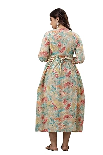 Image of The Moon Star Women's Cotton Floral Printed Anarkali Maternity Feeding Kurti | Breastfeeding Dress for Mothers | Zipper Feeding Kurti, Nursing Kurti, Comfortable and Trendy Maternity Wear