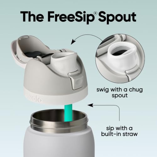 Image of Owala FreeSip Insulated Stainless Steel Water Bottle with Straw for Sports and Travel, BPA-Free, 40oz, Foggy Tide