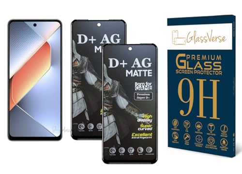 Image of GlassVerse Matte Tempered Glass for Tecno Pova 6 Neo | Anti Glare, Smooth Touch Screen Protector, 9H Hardness, Edge to Edge, Case Friendly, Hassle-less Installation Kit Included. (Pack of 2)