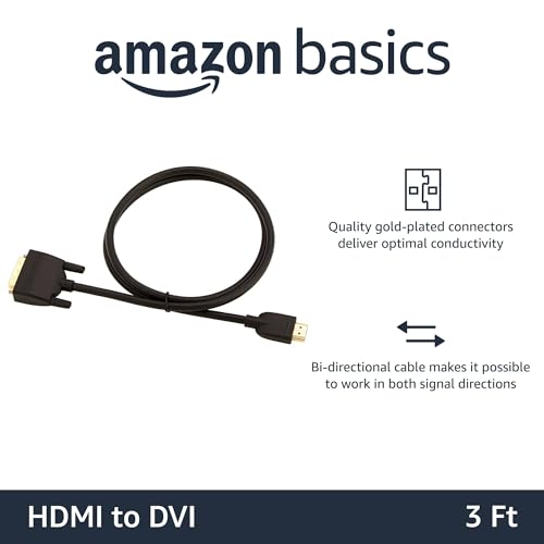 Image of Amazon Basics HDMI-A to DVI (Male) Adapter Cable, Bi-Directional 1080P, Gold-Plated, 3 ft /0.9 m, Pack of 10, Black (Pack of 6)