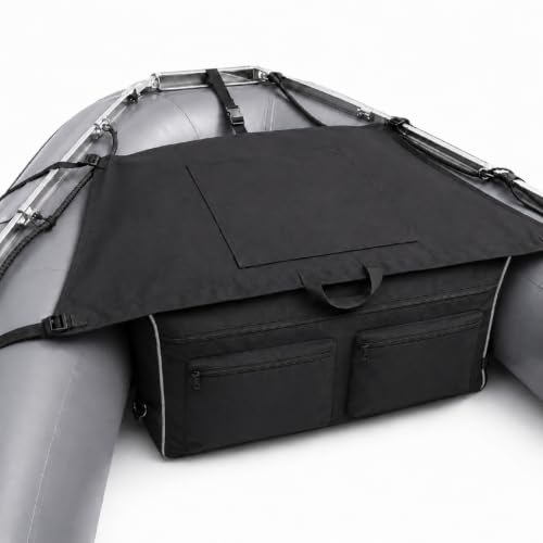 Hsei Inflatable Boat Storage Bag Front Deck Organizer for Inflatable Boats Waterproof Bow Storage System with Large Capacity Pockets Fits Sea Eagle Bris Dinghy & Kayak