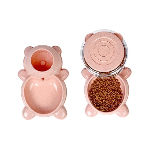 FONDOTIN 1個 ペット自動給餌器 自動猫フィーダー 犬用ウォーター ボウル 猫用自動給餌器 ペットフード容器 ペットフィーダー 食品自動 犬の餌箱 ピンク