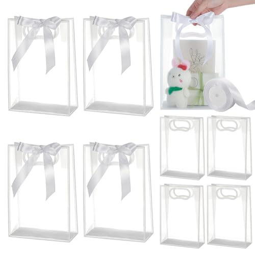 Sac cadeaux transparent 26x18cm pliable de 15 pièces avec poignées perforées UNICRAFTALE