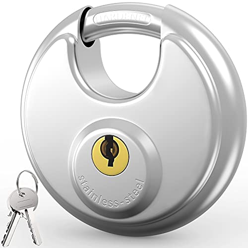 Diyife Sécurise Cadenas Rond, Corps en acier inoxydable robuste, 2 Clés, Épaisseur de l’anse 9.5 mm - pour dans les garages, les clôtures, les entrepôts, les casiers, etc Cover