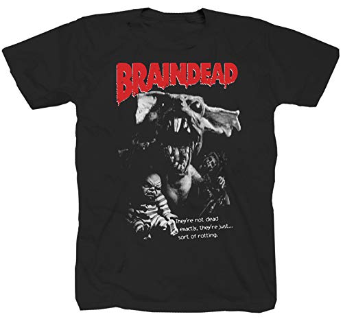 Braindead Horror Halloween Splatter Zombie Evil Dead Film Oldschool Black T-Shirt Shirt, Negro , 3XL