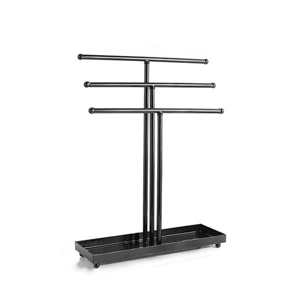 Organizer ekspozycyjny biżuterii na naszyjniki, bransoletki, kolczyki, pierścionki - 3-warstwowy stalowy schowek na opaski do włosów i akcesoria, czarny, 39 x 10 x 30,5 cm
