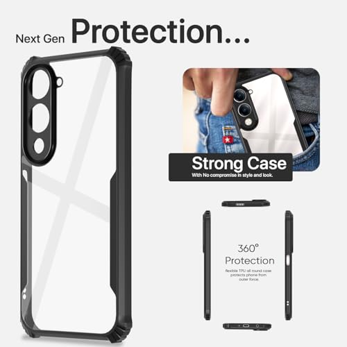 Image of Pikkme Ultra Hybrid Back Cover for iQoo Z10 lite 5G / Vivo T4 lite 5G / Y19 5G / Y19e / Y04 4G / Y29s 5G | Raised Edges |Crystal Clear Transparent | Full Camera Protection Bumper Case (Black)