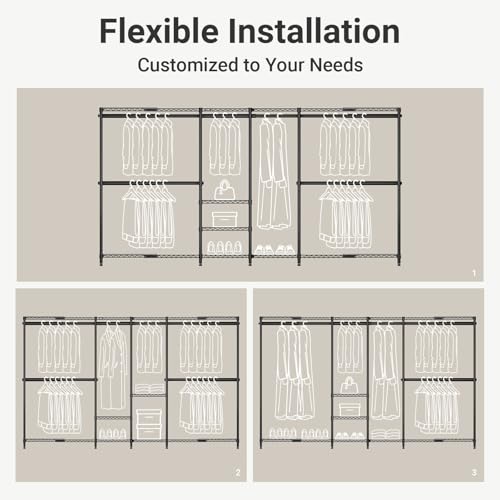 Image of VIPEK X4 Expandable Heavy Duty Clothes Rack Wardrobe Closet Organizer Black