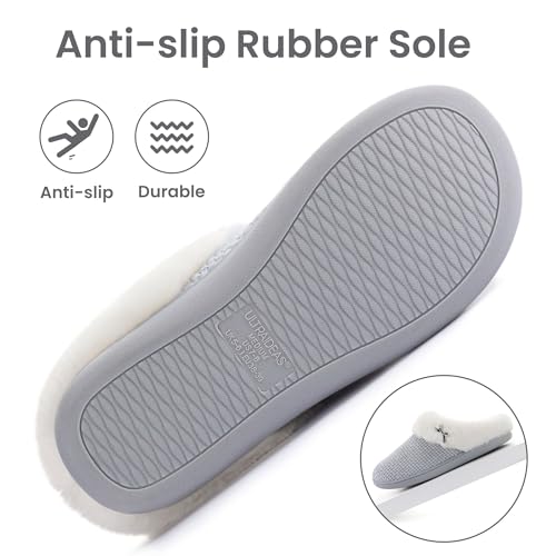 Image of ULTRAIDEAS Women's Breathable House Slippers with Memory Foam, Lightweight Cotton Blend Lining, Indoor Outdoor Slip On Design, Non Slip Rubber Sole for Bedroom, Machine Washable