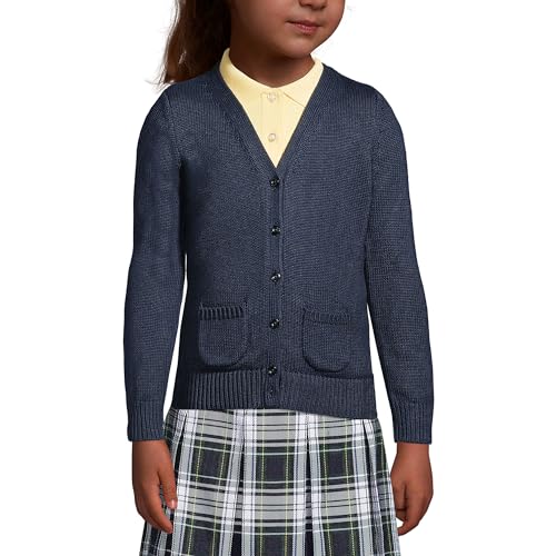 Lands' End School Uniform Girls Cotton Modal Button Front Cardigan Sweater2